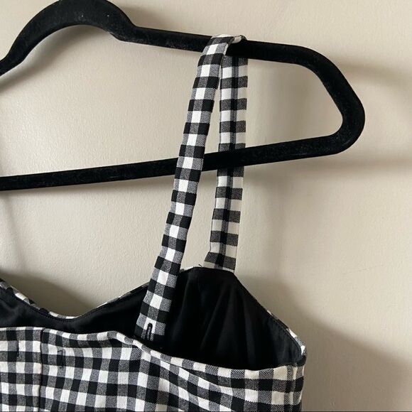 Dynamite-gingham Black & White Crop Tank Top (Size:Small) - Picture 6 of 12